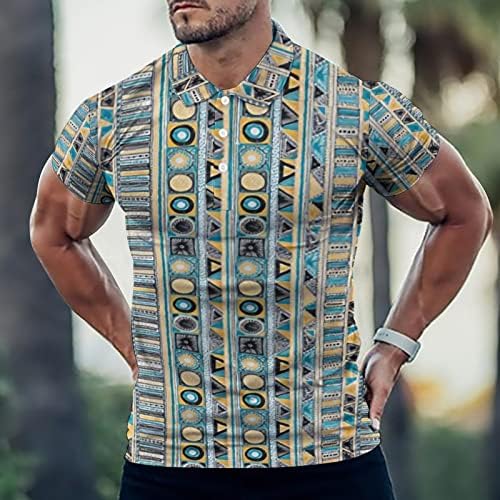 Ljetne majice za muškarce Muške proljeće i ljetni modni retro 3D digitalni tisak dugme rever kratki veliki čovjek