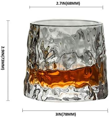 Nbsxr-rock Style Old Fashioned Whiskey Glass, Whisky Glass Crystal Glass, hammered Top Wine Glass, Short Crystal Tumbler Glassware