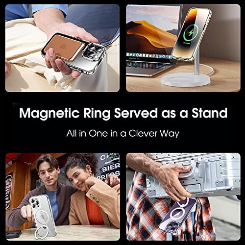 Casekoo Magnetic Clear za iPhone 13 Pro Kućište s nevidljivim postoljem [nikad žuto] [Kompatibilan sa magsafe] Zaštitni udarni udarni