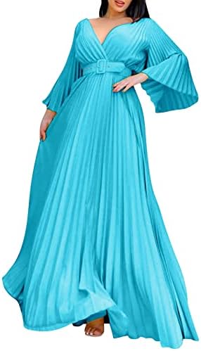 Ženska duboka V izrez Plus Veličina Večernja haljina dugih rukava sa kaišnim haljinama Žene plus veličina formalno