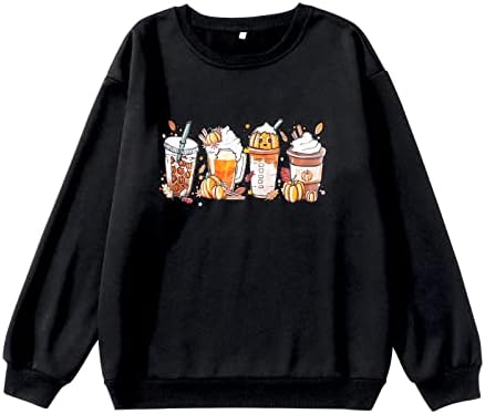 CM C & M Wodro Žene Halloween bundeve košulje dugih rukava Cutee Cute Crewneck Duksev Ležerne prilike pulover Vrhunska odjeća