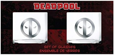 Deadpool Whisky naočare - kolekcionarski Poklon Set - službeni Marvel proizvod-10 oz. Kapacitet-Set 2-klasični dizajn - čvrsta baza-savršen