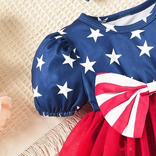 Noubeau 4. jula Dječja djevojačka djevojačka odijela Američka zastava Halter Romper pom pom Haljina bez letnje
