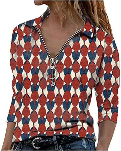Ženska geometrija ispisana duksela Ležerna s kratkim zatvaračem Dugi rukavi Tunic Dugi rukav Tors Crew vrat pulover bluze
