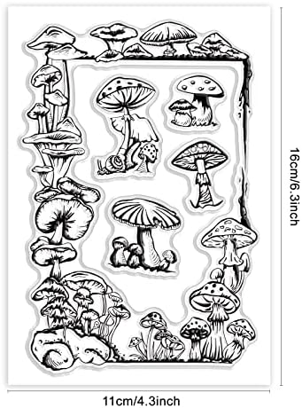 Globleland Vintage Mushroom Okvir jasne markice Silikonske marke gljive gumene prozirne gumene marke za brtvljenje za izradu izrade