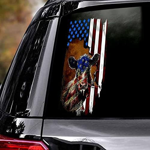 Kravlje pukotina američka naljepnica za zastavu Krava patriotska američka naljepnica Sretna dana neovisnost 4. jula naljepnica / naljepnica