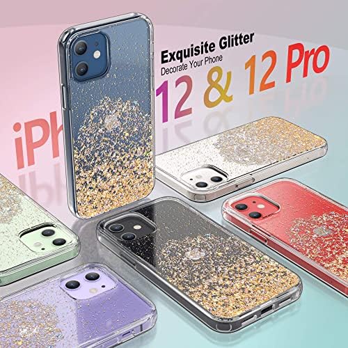 Ulak kompatibilan sa iPhone 12 Case Clear Glitter, iPhone 12 Pro Cover Sparkle Bling Bling Soft TPU Žene Djevojke Shoot Otporni Zaštitni