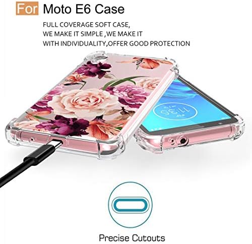 Osopher Motorola Moto E6 Case Cvijet Cvjetni cvjetni za zaštitne djevojke cijelo tijelo za moto E6