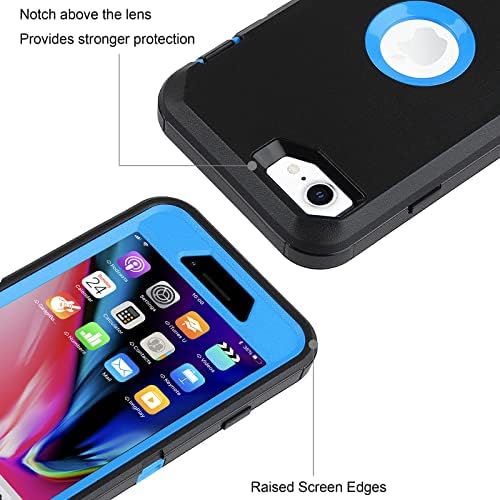 iPhone SE 2022 Case iphone SE 2020 futrola 3 u 1 Heavy Duty zaštitna futrola sa zaštitnikom zaslona Čvrsti gumeni udarni zaštitni