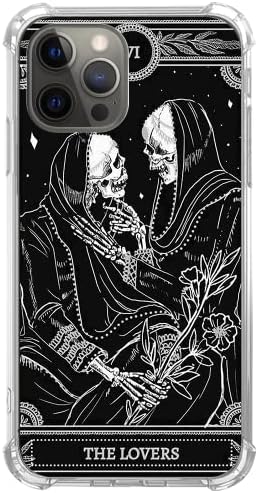 Qivtpjkrin Ljubavnici Tarot Card Skull Crch Case Kompatibilan sa iPhoneom 13 Pro Max, Trippy Psihodelic Estetic Cool kostur za max,