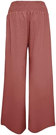 Napadne hlače za noge za žene tinejdžerske djevojke Čvrsto boje elastični struk labavi fit casual comfy palazzo salonske pantalone