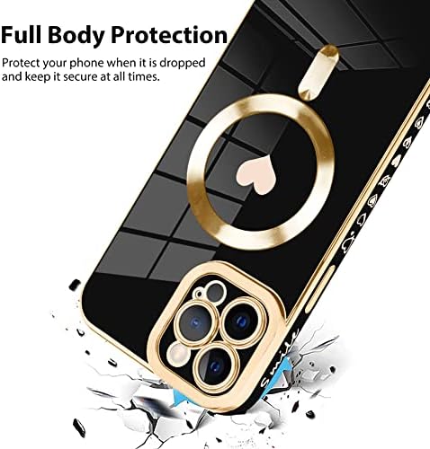 Bonoma za iPhone 12 Pro Max Case [Podrška za magsafe] Ljubav Srca Magnetska ploča Postavljanje luksuznog elegantnog fotoaparata Zaštitnik