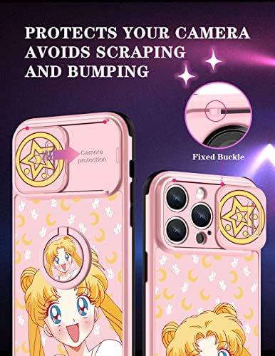 Giorux (2in1 za iPhone 14 Pro Max Case Anime za djevojke Cartoon Slatka Kawaii Moon Girl Lik Lik Dizajn Dječji fotoaponentni Kućišta