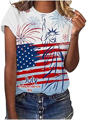 Annhoo Teen Girls kratki rukav majica Neovisnosni dan Grafički opuštena fit bluza Thirt Crewneck casual ljetna jela košulja