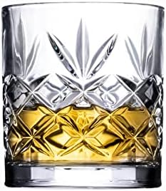 Royalty Art Whisky naočare - Set od 4 Premium kristalne čaše sa prepoznatljivim Kinsley dizajnom - savršeno za Burbon, Scotch, Whisky i koktele-idealan poklon za entuzijaste viskija 10.6 oz