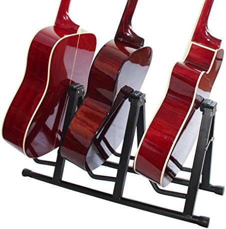 YMC univerzalni sklopivi Trostruki stalak za gitaru sa sigurnom bravom - za akustičnu i električnu gitaru