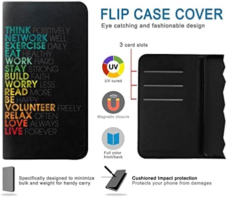 RW3523 mislim pozitivne riječi Citati PU Koža Flip Case Cover za Samsung Galaxy S23 Ultra
