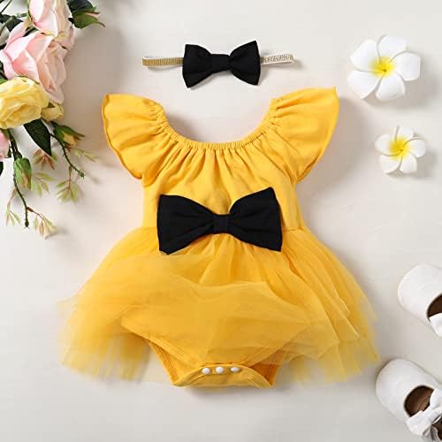 Defahn Newborn Baby Girl Romper Tulle Tutu haljina ruffle letnje ljetni jednodijelni bodionički sender sa povoljnom za glavom