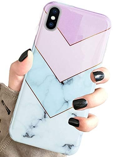 J.WEST iPhone XS Max Mramor, geometrijski mramorni uzorak Ispis mekani simpatični silikonski poklopac za djevojke slim sjajni uzorak