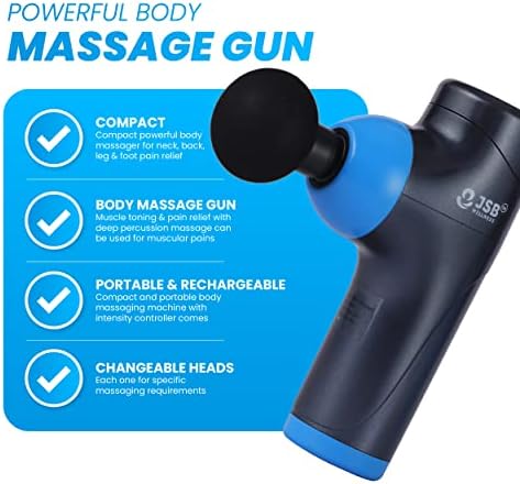 JSB kompaktni masažni pištolj - Akumulatorski perkusioni masažer za sportiste, posetioce teretane, & putnici-prenosivi, bežični, &