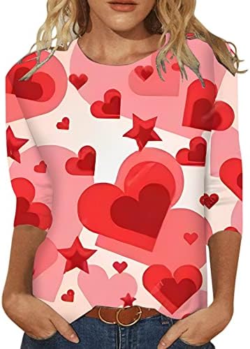 Jjhaevdy Valentines Dnevne majice Žene Sretna majica za Valentinovo Grafički pulover Pulover vrhovi bluza