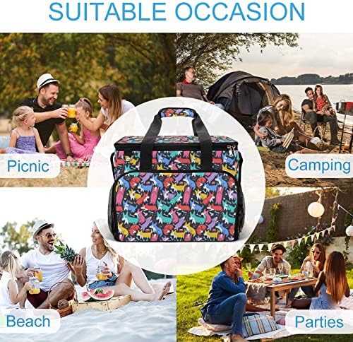 Smiješna slatka šarena Corgi Psi uzorak hladnjača izolovana nepropusna torba za hlađenje torba za ručak za piknik na plaži Radna putovanja 15,4 x12