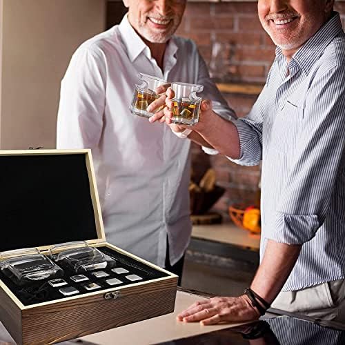 Whiskey cigare naočare, pokloni za muškarce staromodna Kristalna četvrtasta čaša za cigare sa držačem za cigare, uključuju 4 kocke