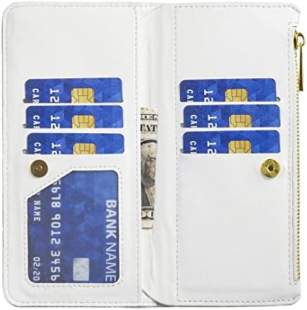 Kompatibilno sa Samsung Galaxy S23 futrolom od kože sa vezicom i držačem za kartice Crna, luksuzna sjajna futrola za telefon Samsung S23 futrola sa preklopnim postoljem za novčanik