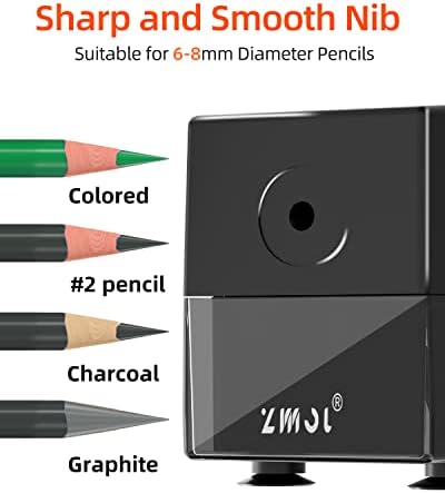 ZMOL Električna oštrica olovke, olovka za olovku, pogodan za 6,5-8 mm br. 2 / obojeni olovka, industrijska i komercijalna olovka za olovke, najbolji školski olovka za olovke, automatsko zaustavljanje