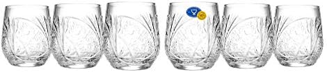 Set čaša za viski Neman 8oz, ručno izrezane kristalne staromodne naočare za piće, elegantno stakleno posuđe za viski 6EA / SET